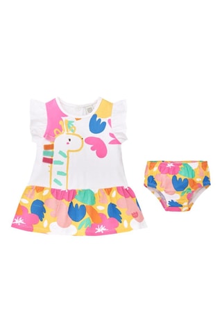 Robe et bloomer Animal Life - Blanc et rose