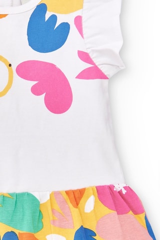 Robe et bloomer Animal Life - Blanc et rose