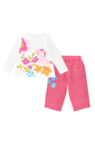 T-shirt et pantalon - Blanc et rose