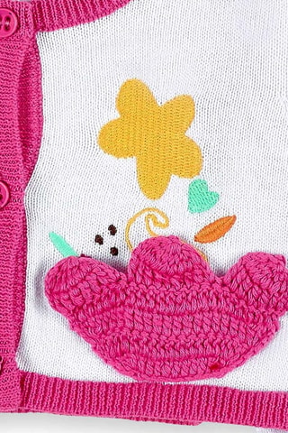 Gilet Animal Life - Blanc et rose