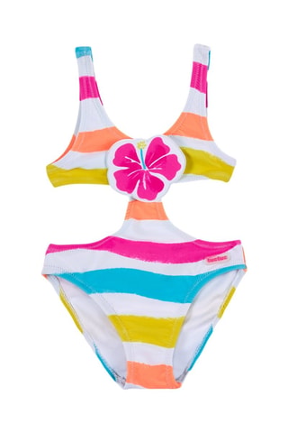 Maillot 1 pièce Laguna Beach - Blanc et rose