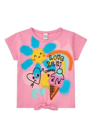 T-shirt First Have Fun - Roze