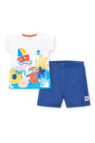T-shirt et cycliste - Blanc et bleu