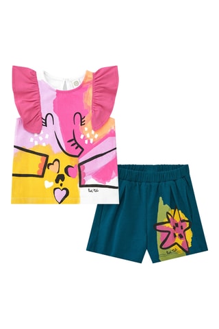 T-shirt et short Say Cheese - Blanc
