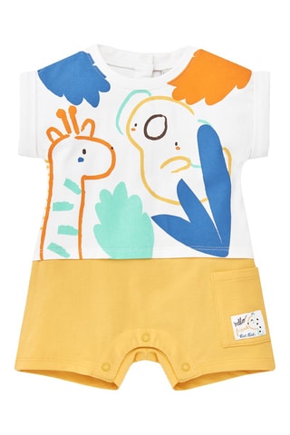 Barboteuse Animal life - Blanc et jaune