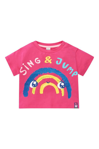 T-shirt Run Sing Jump - Roze