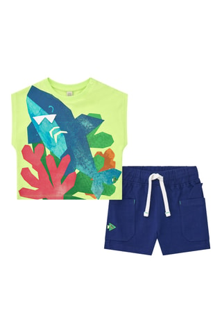 T-shirt cropped et short Color The Sea - Bleu