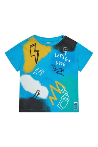 T-shirt First have fun - Bleu