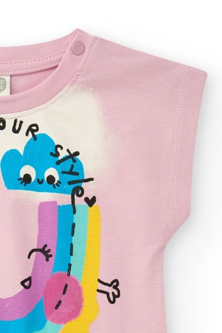 T-shirt First Have Fun - Roze