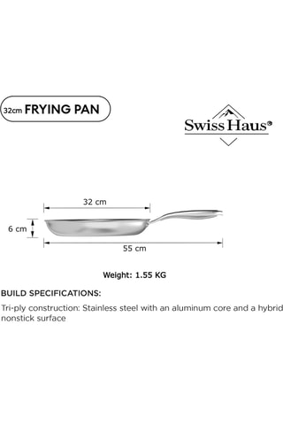 Sartén de acero inoxidable con revestimiento de cerámica Zermatt Glacier - 32 cm