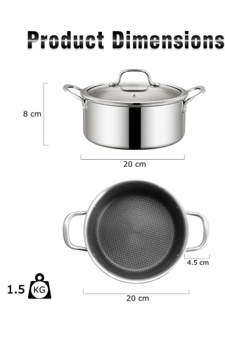 Olla de acero inoxidable con revestimiento de cerámica Zermatt Glacier - 20 x 8 cm - 2,4 l