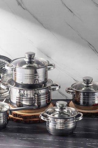 Batería de cocina de acero inoxidable Montreux Collection - 12 piezas