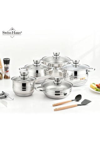 Batería de cocina de acero inoxidable Montreux Collection - 12 piezas