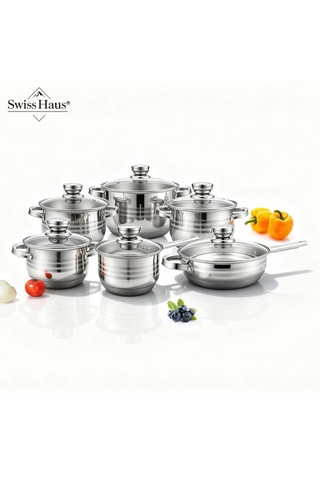 Batería de cocina de acero inoxidable Montreux Collection - 12 piezas