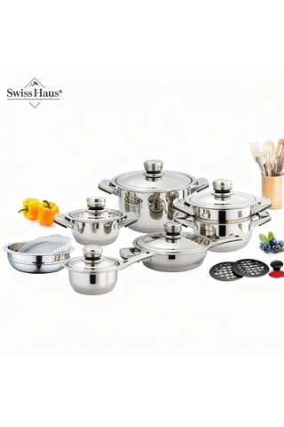 Batería de cocina de acero inoxidable Zermatt Glacier - 16 piezas