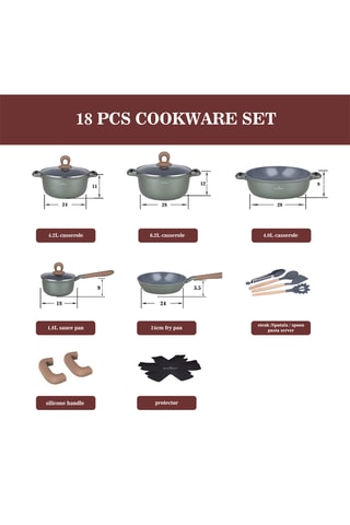 Batería de cocina con revestimiento de cerámica Zurich Luxury - 18 piezas