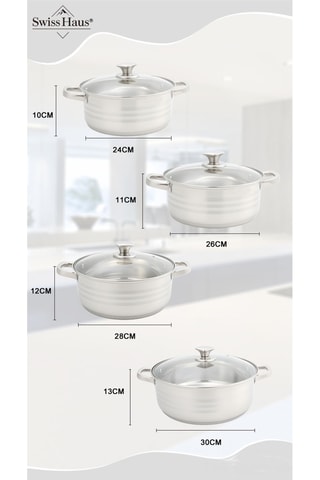 4 ollas de acero inoxidable Montreux Collection - 24/26/28/30 cm