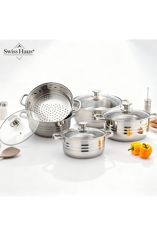 Batería de cocina de acero inoxidable Montreux Collection - 9 piezas