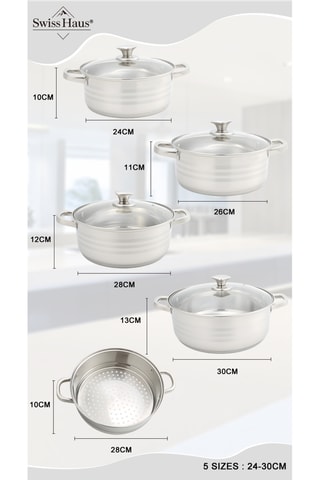 Batería de cocina de acero inoxidable Montreux Collection - 9 piezas