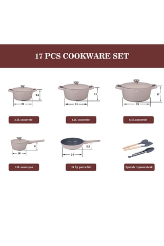 Batería de cocina con revestimiento de cerámica Zurich Luxury - 17 piezas