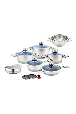 Batería de cocina de acero inoxidable Zermatt Glacier - 15 piezas