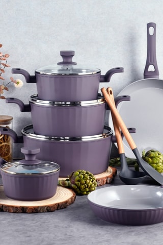 Batería de cocina con revestimiento de cerámica Lake Geneva - 14 piezas