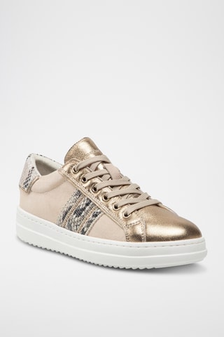 Baskets en cuir Pontoise - Beige et doré