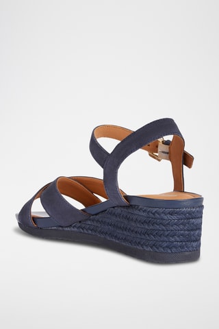 Sandales compensées en nubuck Ischia - Bleu marine