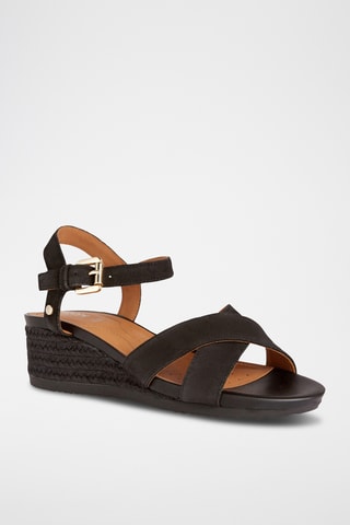 Sandales compensées en nubuck Ischia - Noir