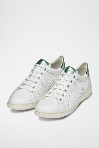 Baskets en cuir nappa Jaysen - Blanc et vert émeraude