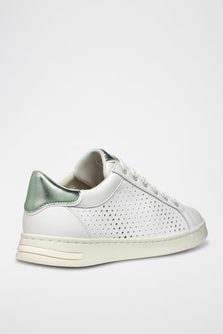Baskets en cuir nappa Jaysen - Blanc et vert émeraude