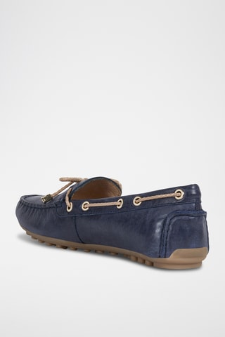 Chaussures bateau en cuir Leelyan - Bleu marine et beige