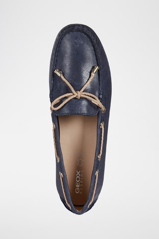 Chaussures bateau en cuir Leelyan - Bleu marine et beige