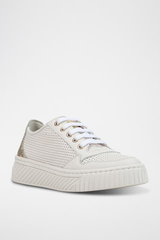 Baskets en cuir Licena - Blanc et doré