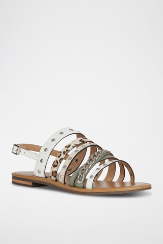 Sandales en cuir Sozy - Blanc et vert d’eau