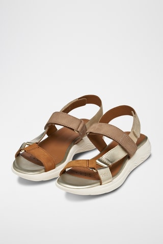 Sandales en cuir Spherica - Marron clair et argenté