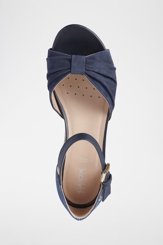 Sandales compensées en cuir de chèvre nubuck Ischia - Bleu marine