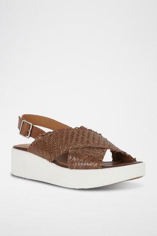 Sandales plateformes en cuir Laudara - Marron