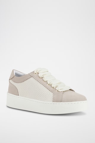 Baskets en cuir Skyely - Ecru et taupe