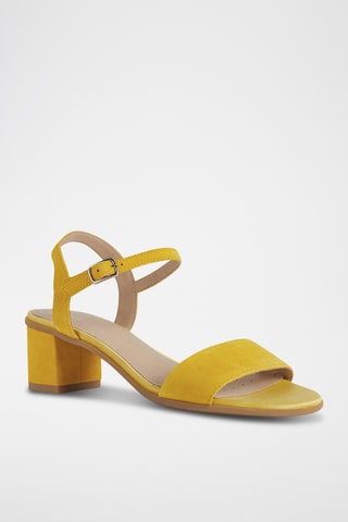 Sandales à talons en cuir de chèvre nubuck Aurely - Jaune