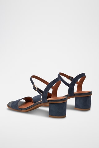 Sandales à talons en cuir de chèvre nubuck Aurely - Bleu marine