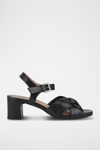 Sandales à talons en cuir de mouton nappa Genziana - Noir
