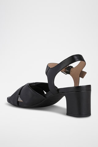 Sandales à talons en cuir de mouton nappa Genziana - Noir