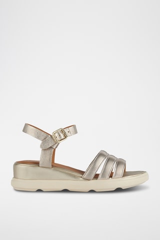 Sandales compensées en cuir Pisa - Doré