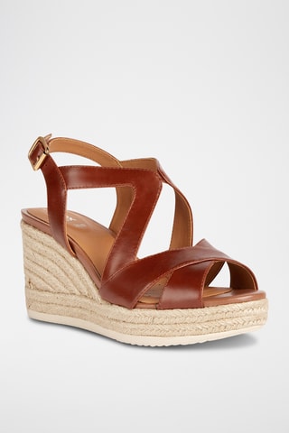 Sandales compensées en cuir Ponza - Marron