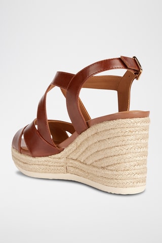 Sandales compensées en cuir Ponza - Marron