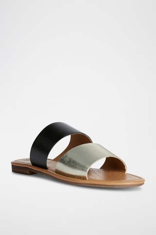 Mules en cuir Sozy - Doré et noir