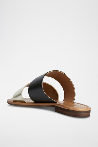 Mules en cuir Sozy - Doré et noir