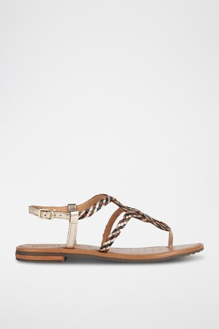 Sandales en cuir de buffle Sozy - Noir et doré