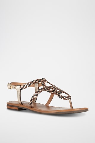 Sandales en cuir de buffle Sozy - Noir et doré